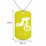 שרשרת דיסקיט מאלומיניום בעיצוב אישי עם השם שלך בעיצוב רוכב אופניים גודל הדיסקיט 2.9 × 5 ס"מ