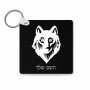 מחזיק מפתחות בצורת ריבוע בעיצוב אישי עם השם שלך בעיצוב זאב גודל המחזיק 5 × 5 ס"מ