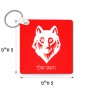 מחזיק מפתחות בצורת ריבוע בעיצוב אישי עם השם שלך בעיצוב זאב גודל המחזיק 5 × 5 ס"מ