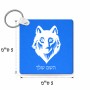 מחזיק מפתחות בצורת ריבוע בעיצוב אישי עם השם שלך בעיצוב זאב גודל המחזיק 5 × 5 ס"מ