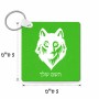מחזיק מפתחות בצורת ריבוע בעיצוב אישי עם השם שלך בעיצוב זאב גודל המחזיק 5 × 5 ס"מ