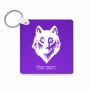 מחזיק מפתחות בצורת ריבוע בעיצוב אישי עם השם שלך בעיצוב זאב גודל המחזיק 5 × 5 ס"מ
