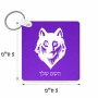 מחזיק מפתחות בצורת ריבוע בעיצוב אישי עם השם שלך בעיצוב זאב גודל המחזיק 5 × 5 ס"מ