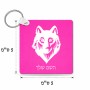 מחזיק מפתחות בצורת ריבוע בעיצוב אישי עם השם שלך בעיצוב זאב גודל המחזיק 5 × 5 ס"מ
