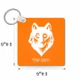 מחזיק מפתחות בצורת ריבוע בעיצוב אישי עם השם שלך בעיצוב זאב גודל המחזיק 5 × 5 ס"מ