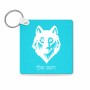 מחזיק מפתחות בצורת ריבוע בעיצוב אישי עם השם שלך בעיצוב זאב גודל המחזיק 5 × 5 ס"מ