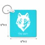 מחזיק מפתחות בצורת ריבוע בעיצוב אישי עם השם שלך בעיצוב זאב גודל המחזיק 5 × 5 ס"מ
