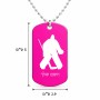 שרשרת דיסקיט מאלומיניום בעיצוב אישי עם השם שלך בעיצוב הוקי שוערים גודל הדיסקיט 2.9 × 5 ס"מ