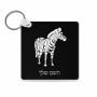מחזיק מפתחות בצורת ריבוע בעיצוב אישי עם השם שלך בעיצוב זברה גודל המחזיק 5 × 5 ס"מ