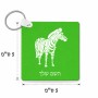 מחזיק מפתחות בצורת ריבוע בעיצוב אישי עם השם שלך בעיצוב זברה גודל המחזיק 5 × 5 ס"מ