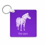 מחזיק מפתחות בצורת ריבוע בעיצוב אישי עם השם שלך בעיצוב זברה גודל המחזיק 5 × 5 ס"מ