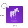 מחזיק מפתחות בצורת ריבוע בעיצוב אישי עם השם שלך בעיצוב זברה גודל המחזיק 5 × 5 ס"מ