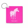 מחזיק מפתחות בצורת ריבוע בעיצוב אישי עם השם שלך בעיצוב זברה גודל המחזיק 5 × 5 ס"מ