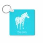 מחזיק מפתחות בצורת ריבוע בעיצוב אישי עם השם שלך בעיצוב זברה גודל המחזיק 5 × 5 ס"מ