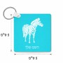 מחזיק מפתחות בצורת ריבוע בעיצוב אישי עם השם שלך בעיצוב זברה גודל המחזיק 5 × 5 ס"מ