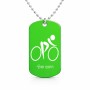 שרשרת דיסקיט מאלומיניום בעיצוב אישי עם השם שלך בעיצוב אופניים אולימפיים גודל הדיסקיט 2.9 × 5 ס"מ