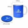 ספל תה \ קפה + תחתית עגולה בעיצוב אישי עם השם שלך בעיצוב לקסוס גודל הספל 325 מ"ל קוטר התחתית 10 ס"מ