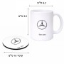 ספל תה \ קפה + תחתית עגולה בעיצוב אישי עם השם שלך בעיצוב מרצדס-בנץ גודל הספל 325 מ"ל קוטר התחתית 10 ס"מ