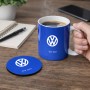 ספל תה \ קפה + תחתית עגולה בעיצוב אישי עם השם שלך בעיצוב פולקסווגן גודל הספל 325 מ"ל קוטר התחתית 10 ס"מ