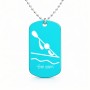 שרשרת דיסקיט מאלומיניום בעיצוב אישי עם השם שלך בעיצוב קיאק אולימפי גודל הדיסקיט 2.9 × 5 ס"מ