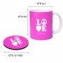 ספל תה \ קפה + תחתית עגולה בעיצוב אישי עם השם שלך בעיצוב אהבה גודל הספל 325 מ"ל קוטר התחתית 10 ס"מ