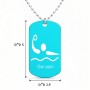 שרשרת דיסקיט מאלומיניום בעיצוב אישי עם השם שלך בעיצוב כדור מים אולימפי גודל הדיסקיט 2.9 × 5 ס"מ