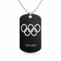 שרשרת דיסקיט מאלומיניום בעיצוב אישי עם השם שלך בעיצוב אולימפי גודל הדיסקיט 2.9 × 5 ס"מ
