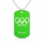 שרשרת דיסקיט מאלומיניום בעיצוב אישי עם השם שלך בעיצוב אולימפי גודל הדיסקיט 2.9 × 5 ס"מ