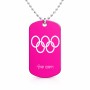 שרשרת דיסקיט מאלומיניום בעיצוב אישי עם השם שלך בעיצוב אולימפי גודל הדיסקיט 2.9 × 5 ס"מ