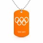 שרשרת דיסקיט מאלומיניום בעיצוב אישי עם השם שלך בעיצוב אולימפי גודל הדיסקיט 2.9 × 5 ס"מ