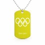 שרשרת דיסקיט מאלומיניום בעיצוב אישי עם השם שלך בעיצוב אולימפי גודל הדיסקיט 2.9 × 5 ס"מ