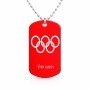 שרשרת דיסקיט מאלומיניום בעיצוב אישי עם השם שלך בעיצוב אולימפי גודל הדיסקיט 2.9 × 5 ס"מ