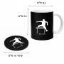ספל תה \ קפה + תחתית עגולה בעיצוב אישי עם השם שלך בעיצוב קפיצת משוכות גודל הספל 325 מ"ל קוטר התחתית 10 ס"מ