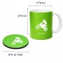 ספל תה \ קפה + תחתית עגולה בעיצוב אישי עם השם שלך בעיצוב מוטוקרוס גודל הספל 325 מ"ל קוטר התחתית 10 ס"מ