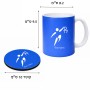ספל תה \ קפה + תחתית עגולה בעיצוב אישי עם השם שלך בעיצוב כדורסל אולימפי גודל הספל 325 מ"ל קוטר התחתית 10 ס"מ