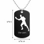 שרשרת דיסקיט מאלומיניום בעיצוב אישי עם השם שלך בעיצוב שחקן פינג פונג גודל הדיסקיט 2.9 × 5 ס"מ
