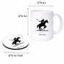 ספל תה \ קפה + תחתית עגולה בעיצוב אישי עם השם שלך בעיצוב שחקן פולו - סוס גודל הספל 325 מ"ל קוטר התחתית 10 ס"מ