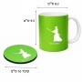 ספל תה \ קפה + תחתית עגולה בעיצוב אישי עם השם שלך בעיצוב סמוראי גודל הספל 325 מ"ל קוטר התחתית 10 ס"מ