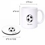 ספל תה \ קפה + תחתית עגולה בעיצוב אישי עם השם שלך בעיצוב כדורגל כדור כדורגל גודל הספל 325 מ"ל קוטר התחתית 10 ס"מ