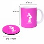 ספל תה \ קפה + תחתית עגולה בעיצוב אישי עם השם שלך בעיצוב אימון ספינינג - אישה גודל הספל 325 מ"ל קוטר התחתית 10 ס"מ