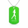 שרשרת דיסקיט מאלומיניום בעיצוב אישי עם השם שלך בעיצוב רץ רץ אישה גודל הדיסקיט 2.9 × 5 ס"מ