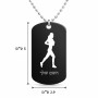 שרשרת דיסקיט מאלומיניום בעיצוב אישי עם השם שלך בעיצוב רץ רץ אישה גודל הדיסקיט 2.9 × 5 ס"מ