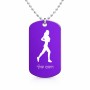 שרשרת דיסקיט מאלומיניום בעיצוב אישי עם השם שלך בעיצוב רץ רץ אישה גודל הדיסקיט 2.9 × 5 ס"מ