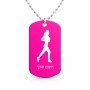 שרשרת דיסקיט מאלומיניום בעיצוב אישי עם השם שלך בעיצוב רץ רץ אישה גודל הדיסקיט 2.9 × 5 ס"מ