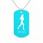 שרשרת דיסקיט מאלומיניום בעיצוב אישי עם השם שלך בעיצוב רץ רץ אישה גודל הדיסקיט 2.9 × 5 ס"מ