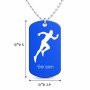 שרשרת דיסקיט מאלומיניום בעיצוב אישי עם השם שלך בעיצוב רץ גודל הדיסקיט 2.9 × 5 ס"מ