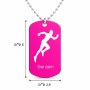 שרשרת דיסקיט מאלומיניום בעיצוב אישי עם השם שלך בעיצוב רץ גודל הדיסקיט 2.9 × 5 ס"מ