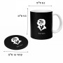 ספל תה \ קפה + תחתית עגולה בעיצוב אישי עם השם שלך בעיצוב צ'ה גווארה גודל הספל 325 מ"ל קוטר התחתית 10 ס"מ