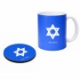 ספל תה \ קפה + תחתית עגולה בעיצוב אישי עם השם שלך בעיצוב מגן דוד - מגן דוד - ישראל גודל הספל 325 מ"ל קוטר התחתית 10 ס"מ