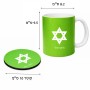 ספל תה \ קפה + תחתית עגולה בעיצוב אישי עם השם שלך בעיצוב מגן דוד - מגן דוד - ישראל גודל הספל 325 מ"ל קוטר התחתית 10 ס"מ